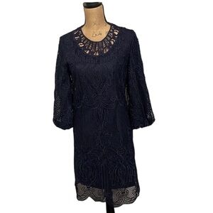 Kobi Halperin stunning navy lined embroidered lace dress! NWOT.